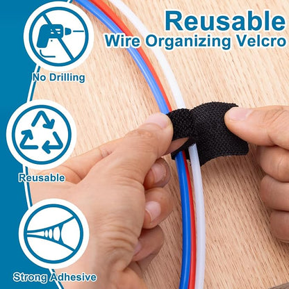 20pcs Hook and Loop Cable Ties, 3.94 Inch Self Adhesive Cable Management Straps - Image 6