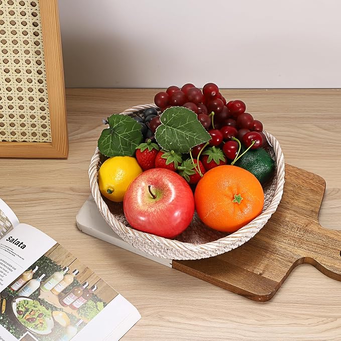 Hipiwe Decorative Key Tray Rattan Storage Bowl Food Serving Basket - Image 4