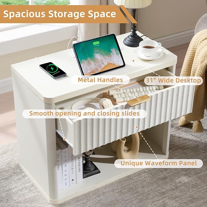 LEYAOYAO 31" Wide Fluted Nightstand - Image 7