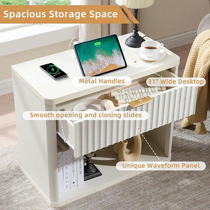 LEYAOYAO 31" Wide Fluted Nightstand - Image 7