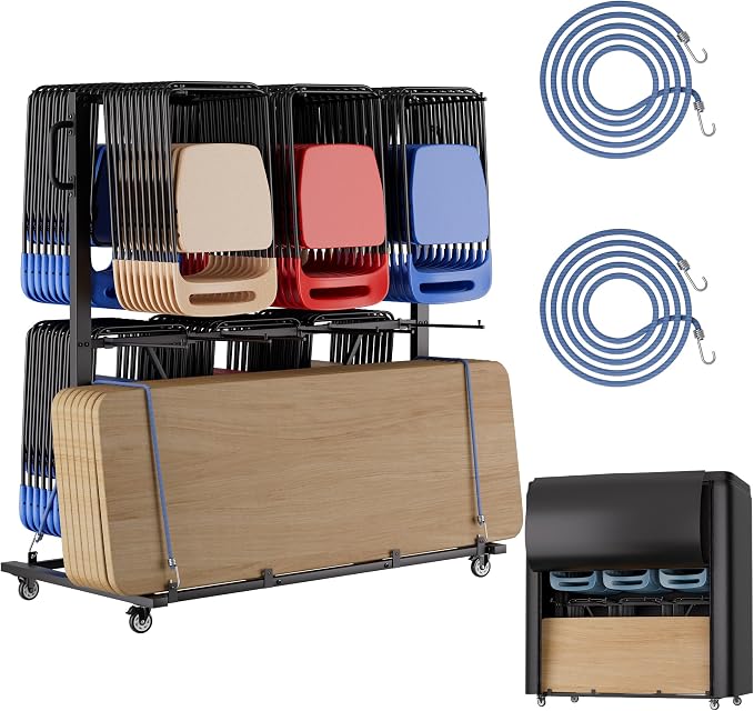 Folding Chair Rack, Heavy-Duty Chair Cart by SoyweyDirect