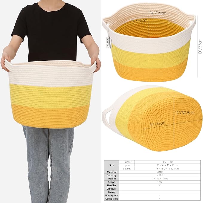 Sea Team Oval Large Cotton Rope Woven Storage Basket - Image 7