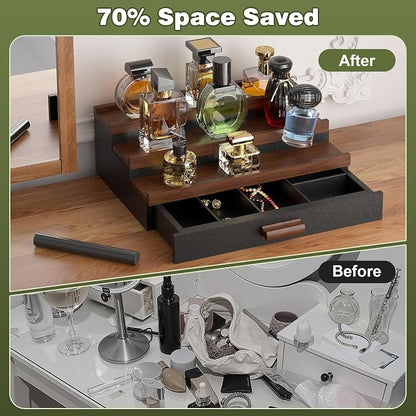 Perfume Cologne Organizer for Men: 3 Tier Wooden Perfumes Stand, Desktop Parfum - Image 4