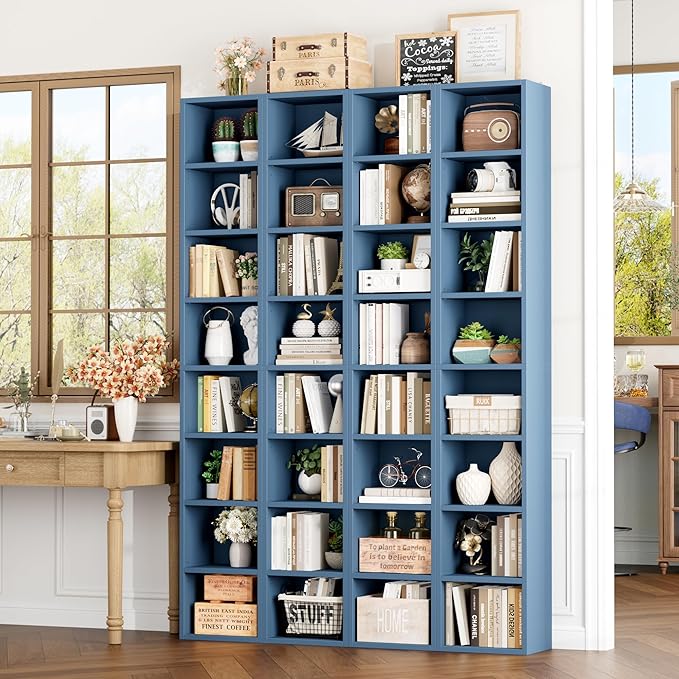 FOTOSOK Bookshelf Bookcase 8-Tier Narrow Bookshelf Tall CD Media Tower Rack | - Image 4