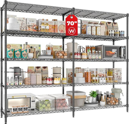 70" W Storage Shelves 1430 LBS Heavy Duty Wire Shelving, 5 Tier Adjustable by RackBro