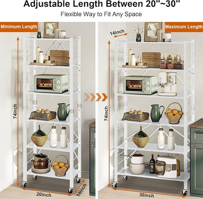 Himix 6 Tier Foldable Storage Shelves, Expandable Folding Bookshelf - Image 2