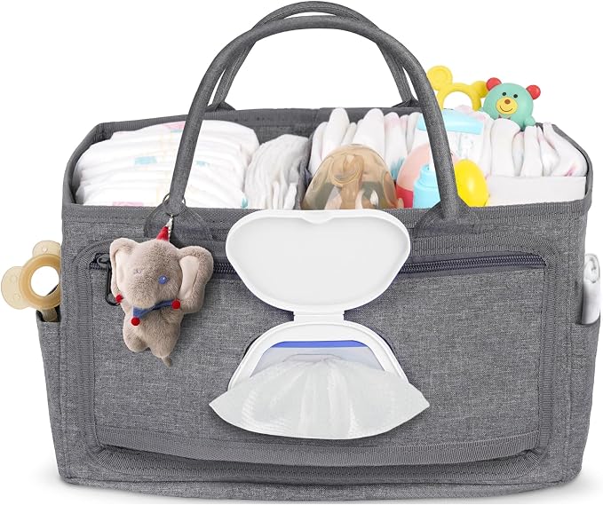 Volnamal Diaper Caddy with Wipe Dispenser One-Handed Access, Portable Car by Volnamal
