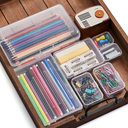 42 Pieces Mixed Sizes Rectangular Empty Mini Clear Plastic Organizer Box | - Image 8