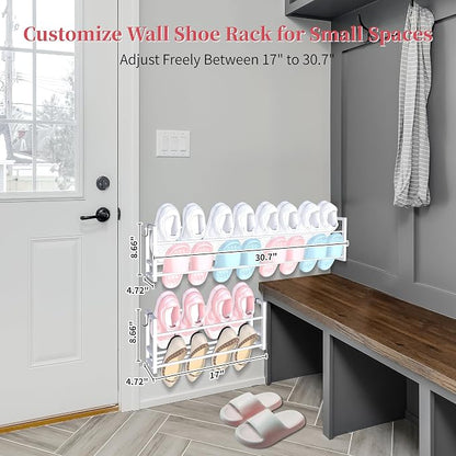 4 Pack Wall Mounted Shoe Rack for Narrow Spaces, Hanging Shoe Rack Holds 32 - Image 7