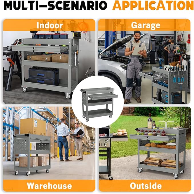 3 Tier Tool Cart on Wheels - Image 6