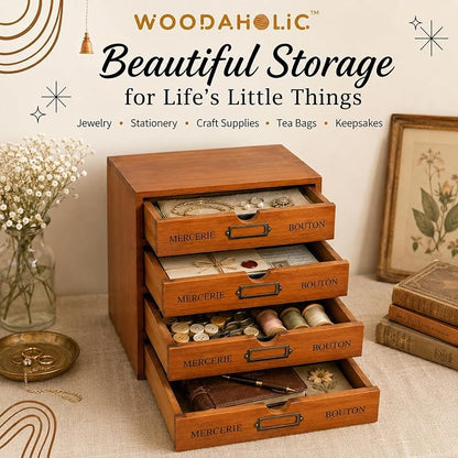 Modular Stackable Apothecary Cabinet 4 Drawer Desk Organizer - Image 3