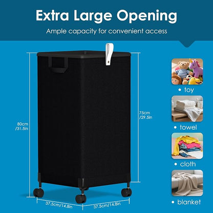 2Pcs Laundry Basket with Wheels 105L, Large Rolling Laundry Hamper with - Image 2