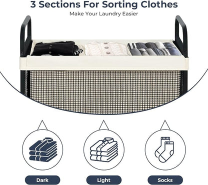STO STO Laundry Hamper 3 Section, 120L Rolling Laundry Sorter Cart - Image 5
