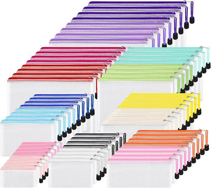 EOOUT 64pcs Mesh Zipper Pouch Bags, 8 Sizes Plastic Bags, 15 Colors | by EOOUT