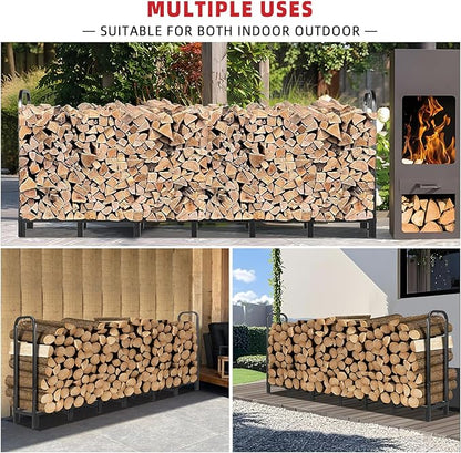 8FT Firewood Rack Outdoor, Heavy Duty Adjustable Firewood log Storage & Holder - Image 3