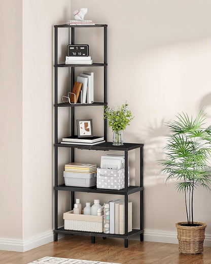 6-Tier Corner Shelf, Industrial Corner Bookshelf by Choezon