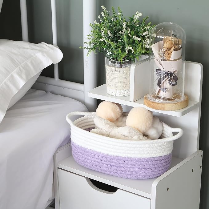 Sea Team 2-Pack Cotton Rope Baskets, Fabric Tray, Oval Open Dish - Image 2