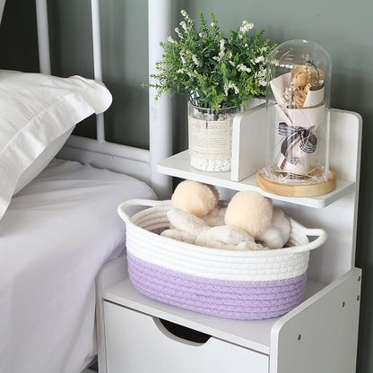 Sea Team 2-Pack Cotton Rope Baskets, Fabric Tray, Oval Open Dish - Image 2