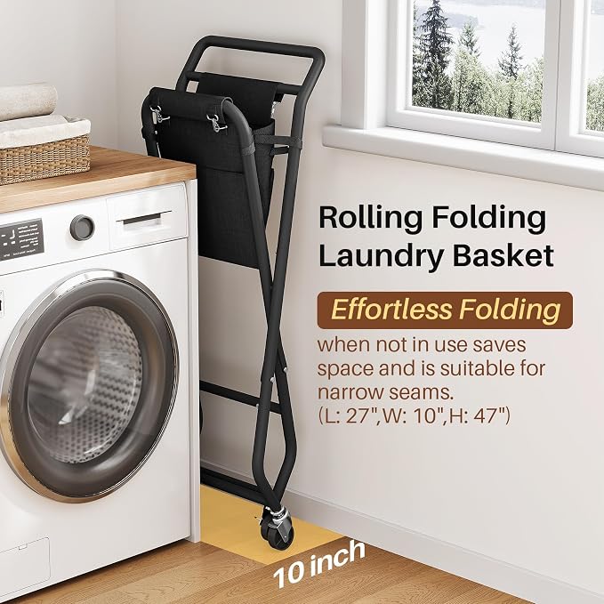 No-Bend Laundry Cart- Rolling Hamper - Image 7