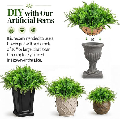 Fake Hanging Plants Fern Baskets, Artificial Ferns - Image 4