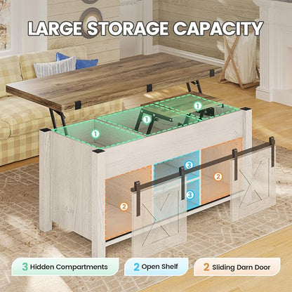 SEDETA Lift Top Coffee Table, 4 in 1 Multi-Function Convertible Coffee Tables - Image 4