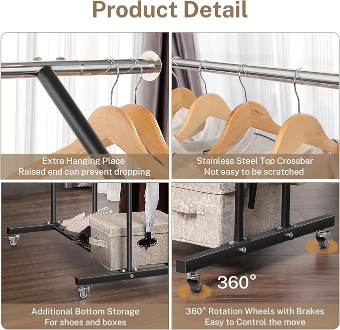VICERII Clothing Rack, Heavy Duty Clothes Racks - Image 4