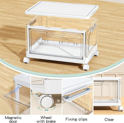 Clear Storage Bins with Lids, 4 Tier Plastic Bins with Wheels, Stackable - Image 3