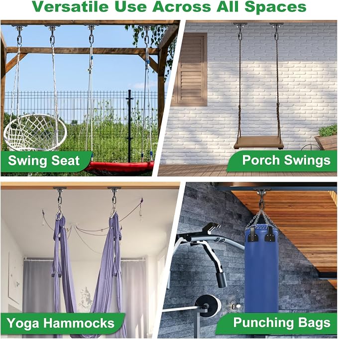 SELEWARE Heavy Duty Black Swing Hangers 2400LB Capacity Porch Swing Hanger | - Image 7
