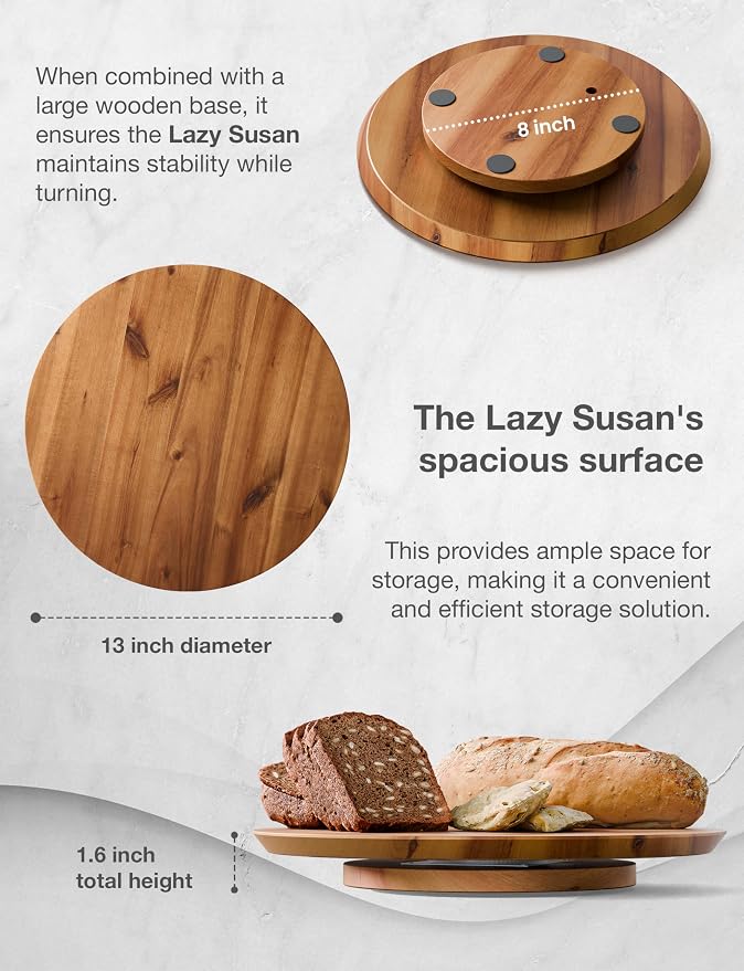 13" Acacia Lazy Susan Organizer - Image 2
