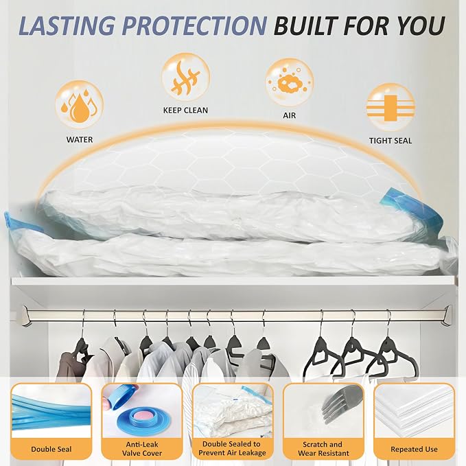 Cozy Essential Vacuum Storage Bags, 80% Compression Vacuum Seal Space Saver - Image 4