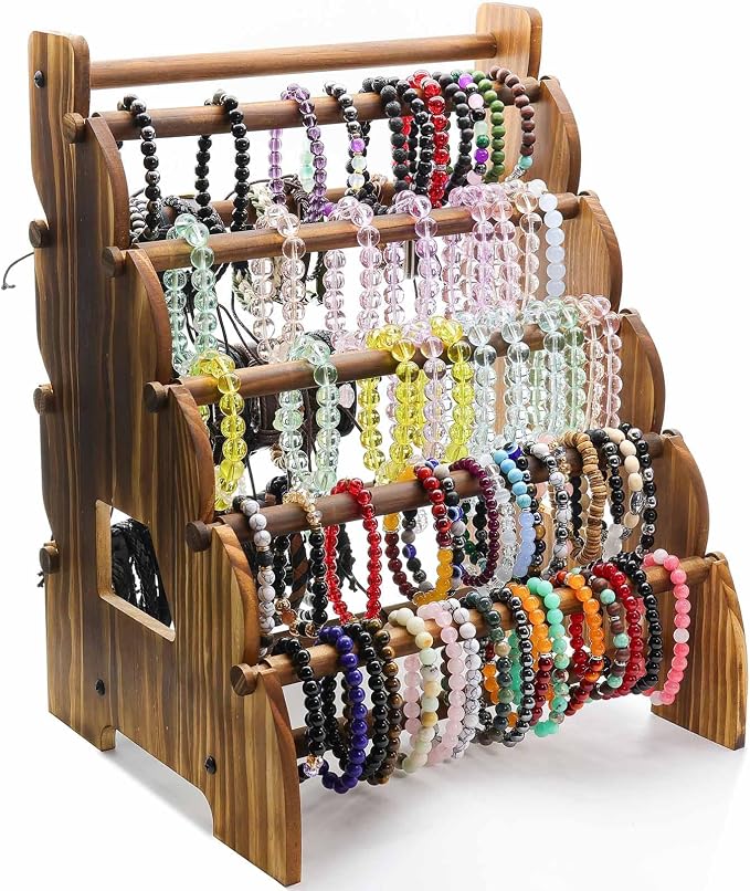 Wooden Bracelet Holder 8 Tier Jewelry Bracelet Display Stand, Portable Organizer by Jewack