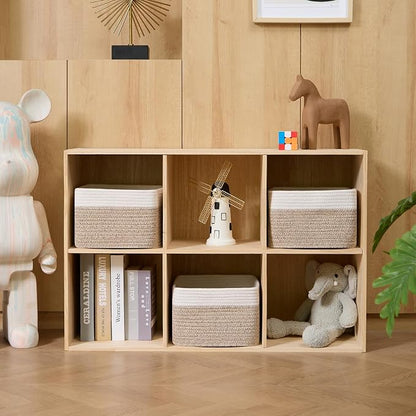 Small Organizing Baskets for Cubes Shelf, 9.7x9.7x7.1 Inch Rope Woven Storage - Image 3
