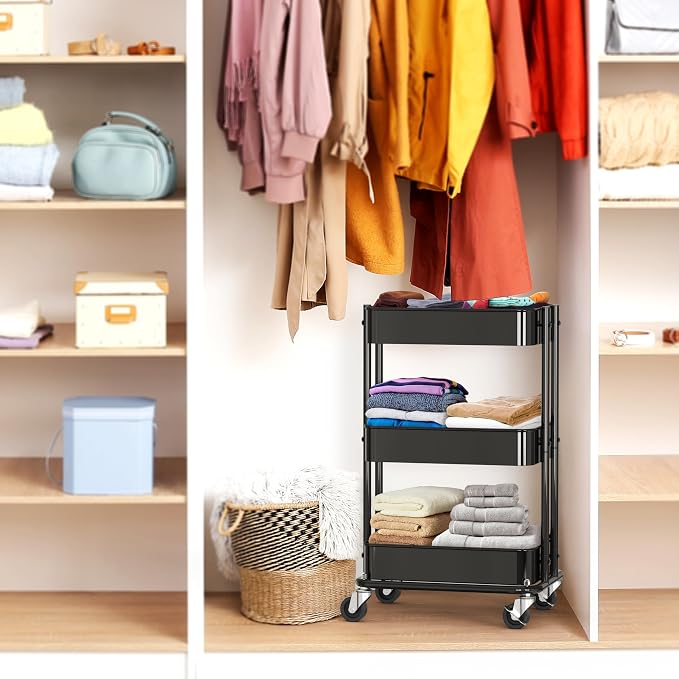 Simple Houseware 3-Tier Compact Utility Rolling Cart, Low 24” Height Fits Under - Image 7