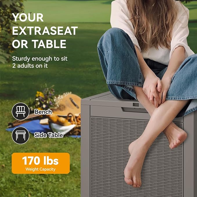 KAMABOKO 29 Gallon Outdoor Storage Box, Resin Deck Boxes Indoor and outdoor - Image 5
