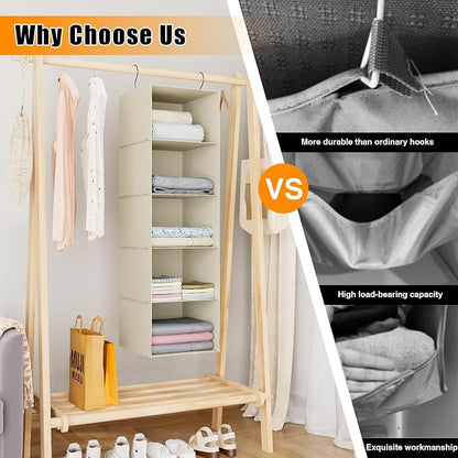 Hanging Closet Organizer, Easy Mount Foldable 5-Shelf Hanging Closet Wardrobe - Image 7