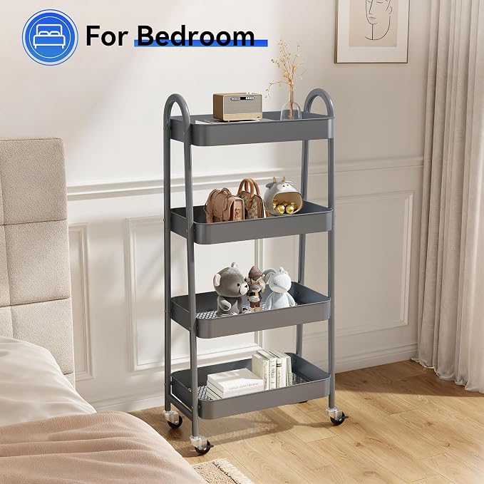 NEWBULIG 4-Tier Metal Rolling Cart - Image 7