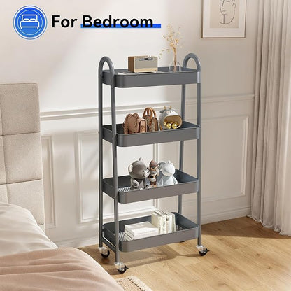 NEWBULIG 4-Tier Metal Rolling Storage Cart, Heavy Duty Mobile Utility Organizer - Image 7