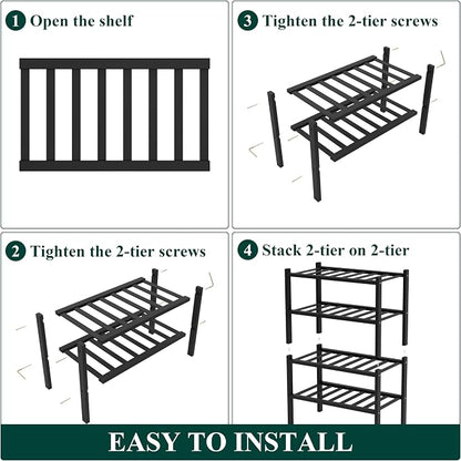 Smiry Bamboo Shoe Rack for Closet, 4 Tier Small Wooden Stackable Shoe Organizer - Image 6