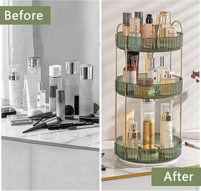 Rotating Makeup Organizer for Vanity, High-Capacity Skincare Clear Make Up - Image 3