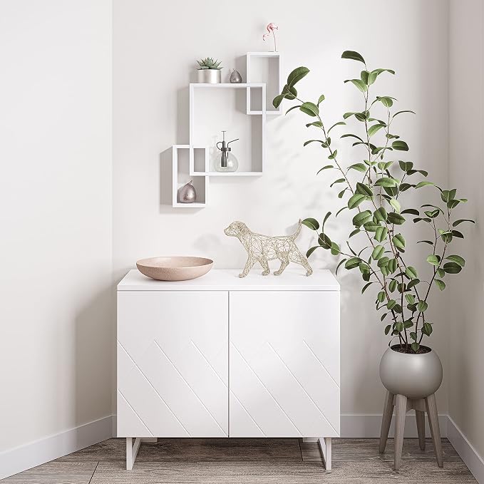 Ballucci Wooden Interweave Floating Wall Mounted Shelves, Horizontal and - Image 8
