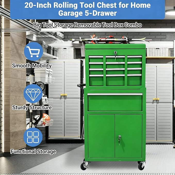 GarveeTech 20 Inch 5 Drawer Rolling Tool Box - Image 8