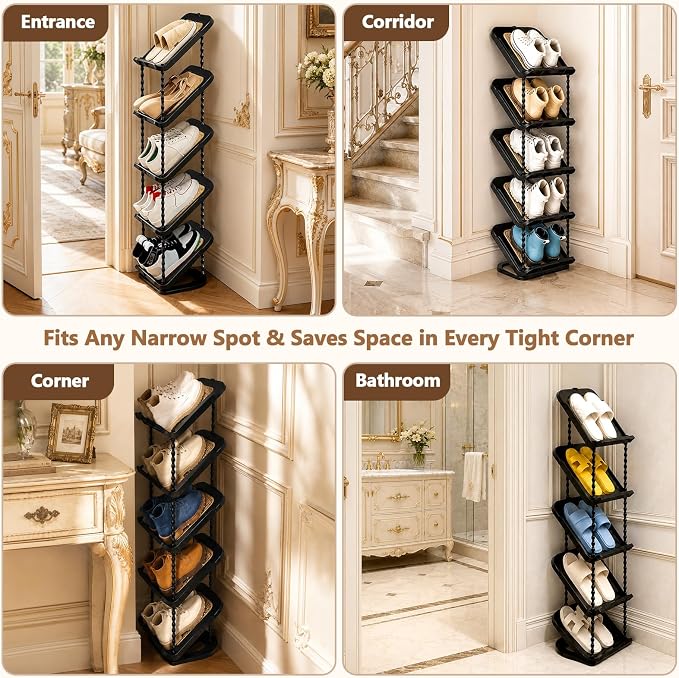 2 Pack Sloping Narrow Shoe Rack 5 Tiers - Image 7