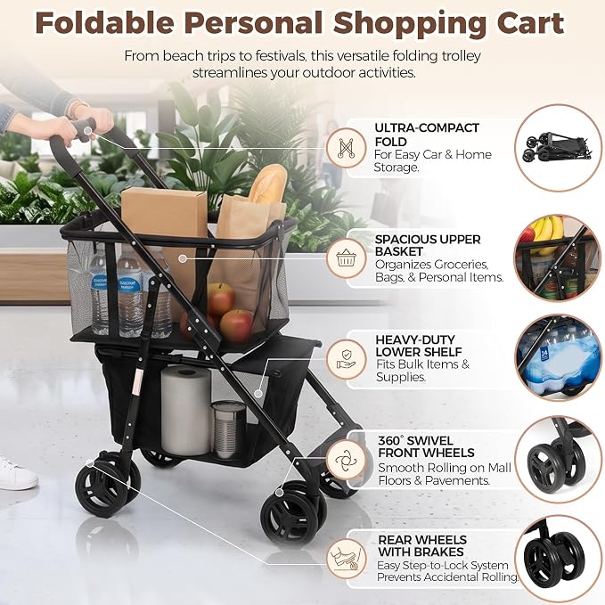Super Deal Folding Shopping Cart - Image 4