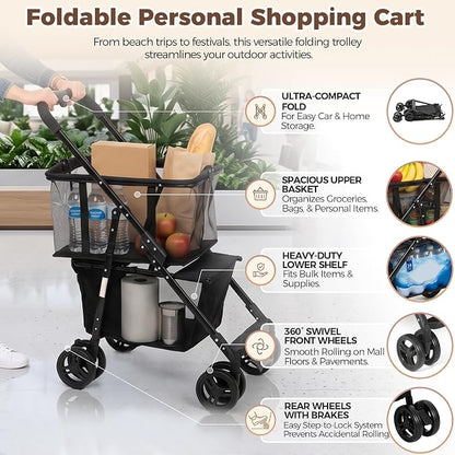 Super Deal Folding Shopping Cart - Image 4
