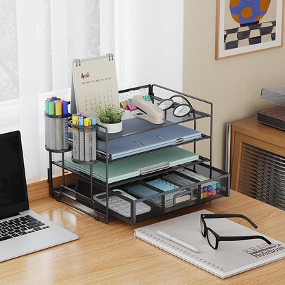 Marbrasse Desk Organizer and Accessories4-Tier Paper File Letter Tray - Image 2