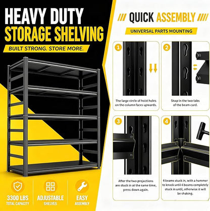 Garage Shelving Heavy Duty 4-Tier Metal Shelving 3000LBS Storage Shelves 44" H - Image 6