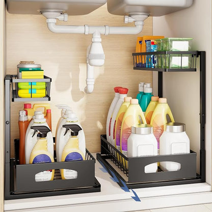 Under Sink Organizer, 2 Pack Height Adjustable Cabinet Organizer - Image 7