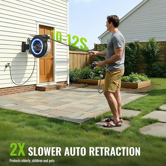 100 FT Retractable Garden Hose Reel - Image 5