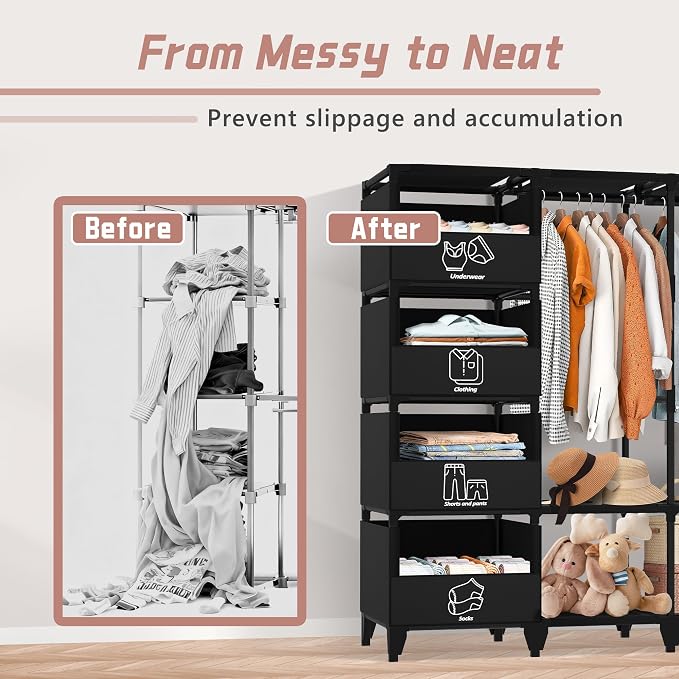 Portable Closet, Easy Assembly, Large Capacity Wardrobe Closet | Sturdy and - Image 4