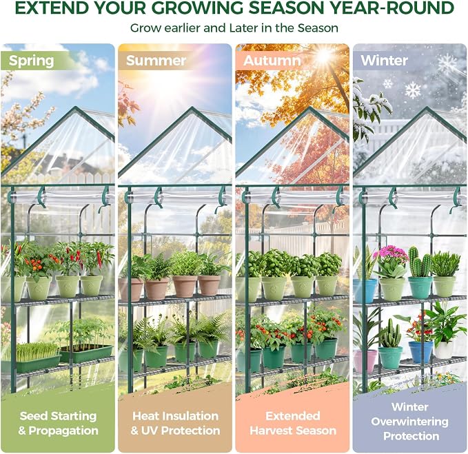 Ohuhu Plastic Greenhouse for Outdoors: Portable Walk in Plant Green House - Image 4